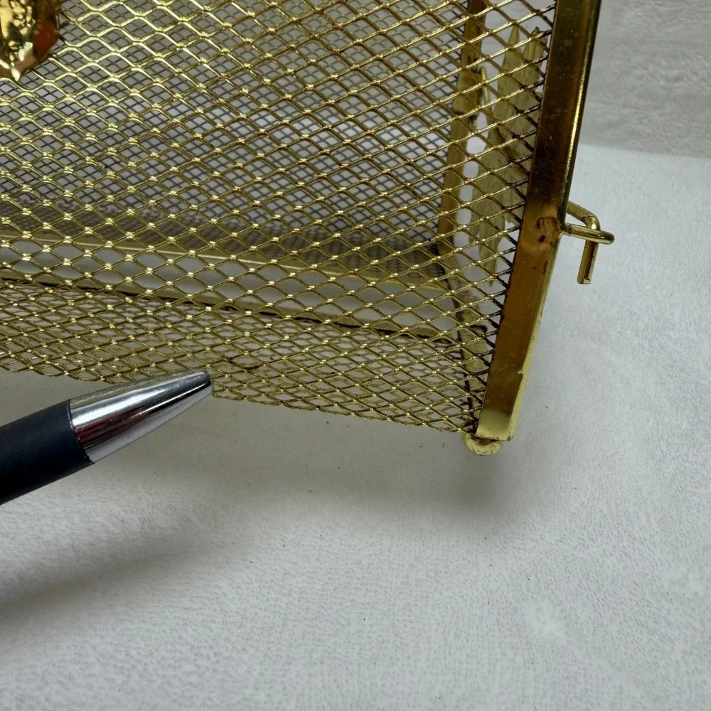 VTG‎ Gold Tone Mesh Tissue Box Cover Holder Hollywood Regency Rose Floral Metal